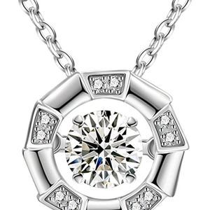 1/2 Carat Moissanite Diamond Necklace for Women Sterling Silver Plated Necklace